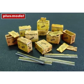 Plus model 1:48 US ammunition boxes with belts of charges