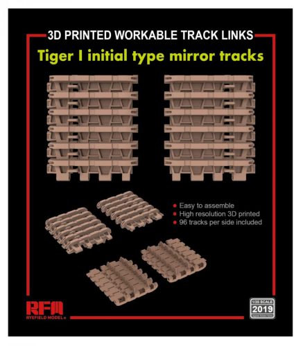 Ryefield model 1:35 Workable track links for Tiger I initial type mirror tracks (3D printed)