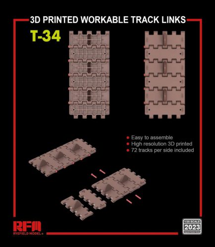 Ryefield model 1:35 Workable track links for T-34 (3D printed)