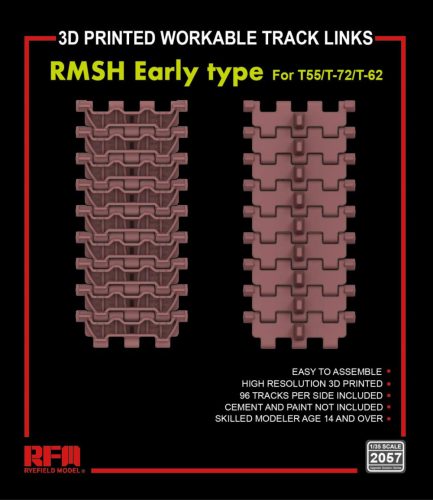 Ryefield model RM2057 1:35 RMSH Early type workable track links for T55/T-72/T-62 (3D printed)