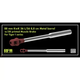   Ryefield model 2086 1:35 88 mm KwK 36 L/56 8,8 cm Metal barrel w/3D printed Muzzle Brake For Tiger I series