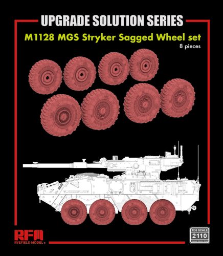 Ryefield model 1:35 M1128 MGS Stryker Sagged Wheel set, 8 pieces