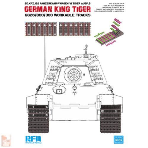 Ryefield model 3032 1:35 Gg26/800/300 Workable Tracks for Kingtiger series (plastics)