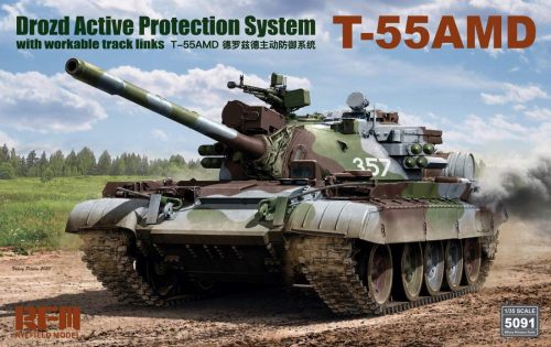Ryefield model RM5091 1:35 T-55AMD Drozd Active Protection System with workable track links