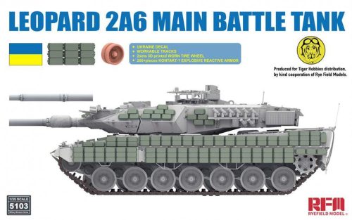 Ryefield model RM5103 1:35 Leopard 2A6 Main Battle Tank with Ukraine decal/ Kontakt-1ERA/workable tracks