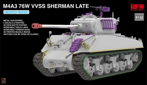 Ryefield model 5132 1:35 M4A3 76W VVSS Sherman late STANDARD VERSION