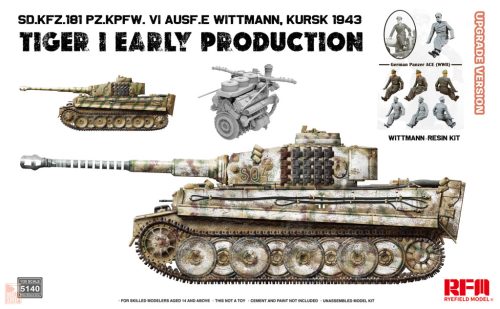Ryefield model 5140 1:35 Sd.Kfz.181 TIGER I EARLY PRODUCTION KURSK 1943 with Engine & WITTMAN (Resin figure) UPDATED VERSION