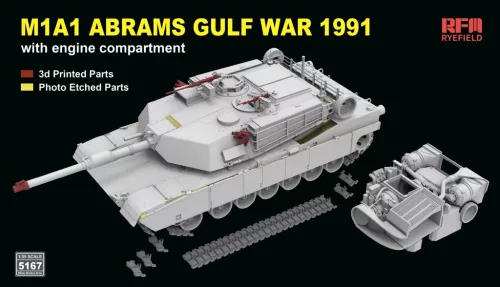 Ryefield model 1:35 M1A1 Abrams Gulf War 1991, w/engine compartment