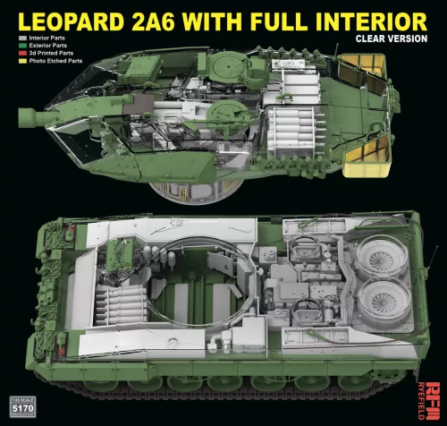 Ryefield model 1:35 Leopard 2 A6 MBT with FULL INTERIOR - clear edition