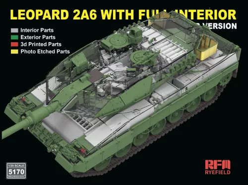Ryefield model 1:35 Leopard 2 A6 MBT with FULL INTERIOR - clear edition