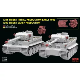   Ryefield model 1:72 Tiger I initial and early production 2-in1 (7201 TIGER I + 7202 TIGER I EARLY PROD. with 3D prined gun barral/Engine/smoke bomb)