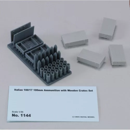Royal Model 1:35 Italian 100/7 100mm Ammunition with wooden crates set-WWII
