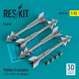   ResKit Models 1:32 Python 5 missiles (4 pcs) (F-16I, F-16D, F-15I, Mirage F.1) (3D Printed)