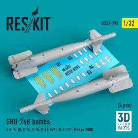   ResKit Models 1:32 GBU-24B bombs (2 pcs) (A-6, A-10, F-14, F-15, F-16, F/A-18, F-111, Mirage 2000) (3D Printed)