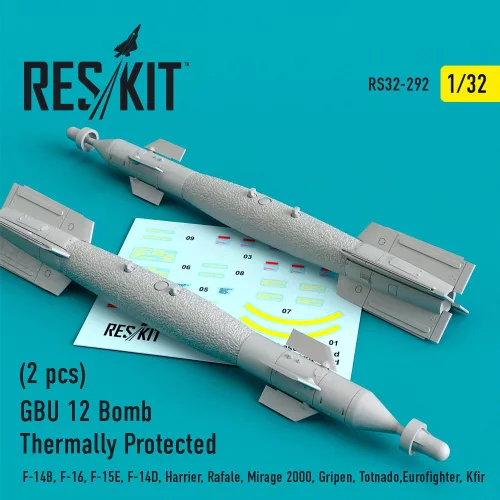 ResKit Models 1:32 GBU-12 Paveway II thermally protected laser guided bombs (2 pcs) (F-14, F-18, F-35, AV-8B, A-6) (3D Printed)