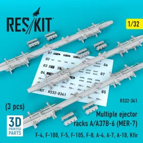   ResKit Models 1:32 Multiple ejector racks A/A37B-6 (MER-7) (3 pcs) (F-4, F-100, F-5, F-105, F-8, A-4, A-7, A-10, Kfir)