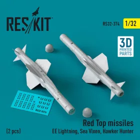   ResKit Models 1:32 Red Top missiles (2 pcs) (EE Lightning, Sea Vixen, Hawker Hunter) (3D Printed)