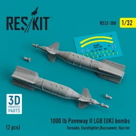   ResKit Models 1:32 1000 lb Paveway II LGB (UK) bombs (2 pcs) (Tornado, Eurofighter,Buccaneer, Harrier) (3D Printed)