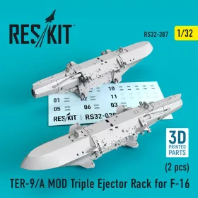   ResKit Models 1:32 TER-9/A MOD Triple Ejector Rack for F-16 (2 pcs) (3D Printed)