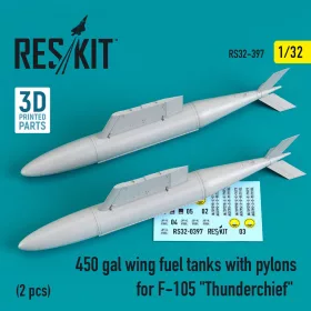   ResKit Models 1:32 450 gal wing fuel tanks with pylons for F-105 Thunderchief (2 pcs)