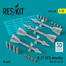  ResKit Models 1:32 R-27 (R/T) missiles (4 pcs) (MiG-29, Su-27) (3D Printed)