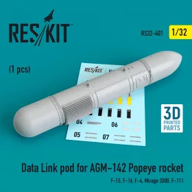   ResKit Models 1:32 Data Link pod for AGM-142 Popeye rocket (F-15, F-16, F-4, Mirage 2000, F-111)