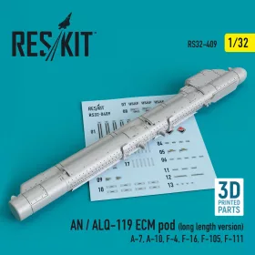   ResKit Models 1:32 AN / ALQ-119 ECM pod (long length version) (A-7, A-10, F-4, F-16, F-105, F-111) (3D Printed)