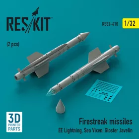   ResKit Models 1:32 Firestreak missiles (2 pcs) (EE Lightning, Sea Vixen, Gloster Javelin) (3D Printed)
