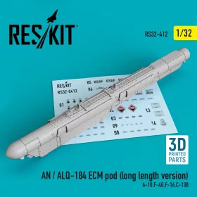   ResKit Models 1:32 AN / ALQ-184 ECM pod (long length version) (A-10,F-4G,F-16,C-130) (3D Printed)