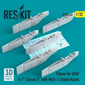   ResKit Models 1:32 Pylons for USAF A-7 Corsair II with MAU-12 Bomb Racks (3D Printed)