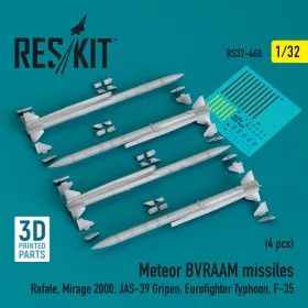   ResKit Models 1:32 Meteor BVRAAM missiles (4 pcs) (Rafale, Mirage 2000, JAS-39 Gripen, Eurofighter Typhoon, F-35) (3D Printed)