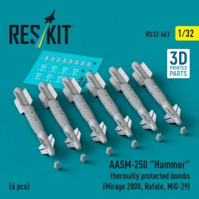   ResKit Models 1:32 AASM-250 Hammer thermally protected bombs (6 pcs) (Mirage 2000, Rafale, MiG-29) (3D Printed)