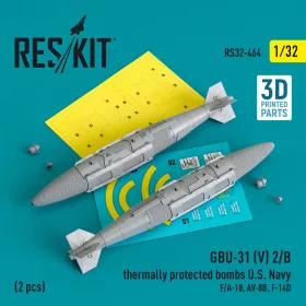   ResKit Models 1:32 GBU-31 (V) 2/B thermally protected bombs U.S. Navy (2 pcs) (F/A-18, AV-8B, F-14D) (3D Printed)