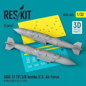   ResKit Models 1:32 GBU-31 (V) 3/B bombs U.S. Air Force (2 pcs) (B-1B, F-35, F-22, F-111C) (3D Printed)