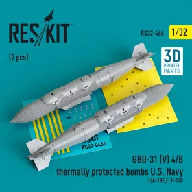   ResKit Models 1:32 GBU-31 (V) 4/B thermally protected bombs U.S. Navy (2 pcs) (F/A-18E,F, F-35B) (3D Printed)