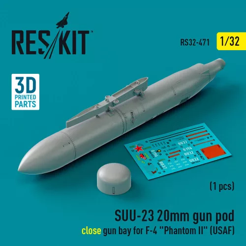 ResKit Models 1:32 SUU-23 20mm gun pod (close gun bay) for F-4 Phantom II (USAF) (1 pcs) (3D Printed)