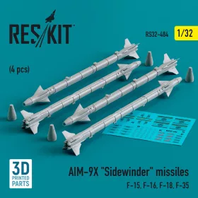   ResKit Models 1:32 AIM-9X Sidewinder missiles (4 pcs) (F-15, F-16, F-18, F-35) (3D Printed)