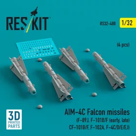  ResKit Models 1:32 AIM-4C Falcon missiles (4 pcs) (F-89J, F-101B/F (early, late), CF-101B/F, F-102A, F-4C/D/E/EJ) (3D Printed)