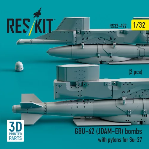 ResKit Models 1:32 GBU-62 (JDAM-ER) bombs with pylons for Su-27 (2 pcs) (3D Printed)