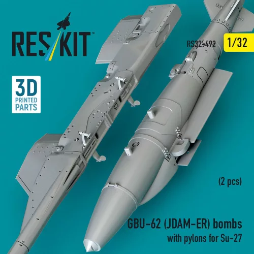 ResKit Models 1:32 GBU-62 (JDAM-ER) bombs with pylons for Su-27 (2 pcs) (3D Printed)