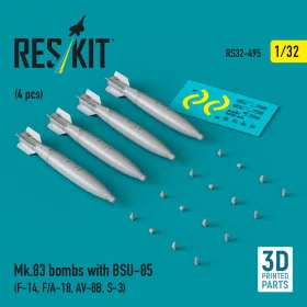   ResKit Models 1:32 Mk.83 bombs with BSU-85 (4 pcs) (F-14, F/A-18, AV-8B, S-3) (3D printed)