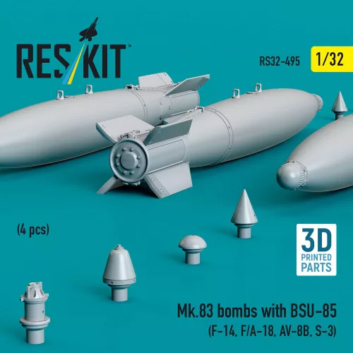 ResKit Models 1:32 Mk.83 bombs with BSU-85 (4 pcs) (F-14, F/A-18, AV-8B, S-3) (3D printed)