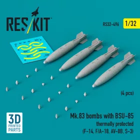   ResKit Models 1:32 Mk.83 bombs with BSU-85 thermally protected (4 pcs) (F-14, F/A-18, AV-8B, S-3) (3D printed)