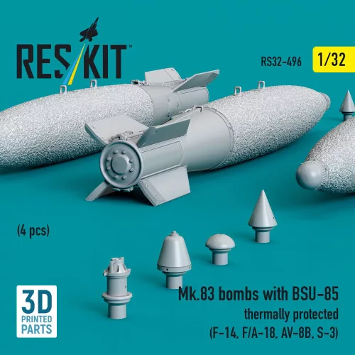 ResKit Models 1:32 Mk.83 bombs with BSU-85 thermally protected (4 pcs) (F-14, F/A-18, AV-8B, S-3) (3D printed)
