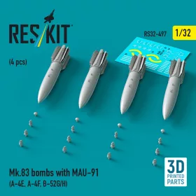   ResKit Models 1:32 Mk.83 bombs with MAU-91 (4 pcs) (A-4E, A-4F, B-52G/H) (3D printed)