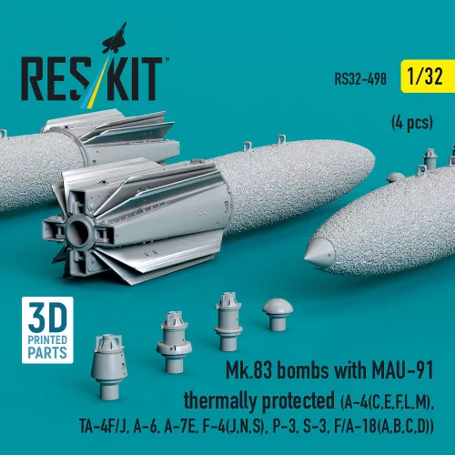 ResKit Models 1:32 Mk.83 bombs with MAU-91 thermally protected (4 pcs) (A-4(C,E,F,L,M), TA-4F/J, A-6, A-7E, F-4(J,N,S), P-3, S-3, F/A-18(A,B,C,D)) (3D printed)