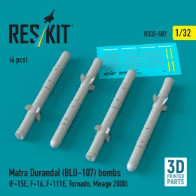   ResKit Models 1:32 Matra Durandal (BLU-107) bombs (4 pcs) (F-15E, F-16, F-111E, Tornado, Mirage 2000) (3D Printed)
