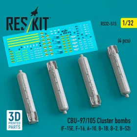   ResKit Models 1:32 CBU-97/105 cluster bombs (4 pcs) (F-15E, F-16, A-10, B-1B, B-2, B-52) (3D Printed)