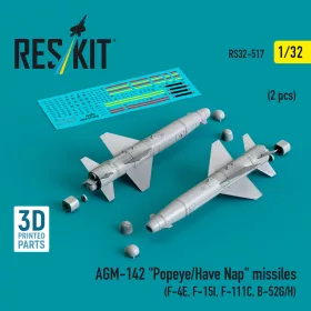   ResKit Models 1:32 AGM-142 Popeye/Have Nap missiles (2 pcs) (F-4E, F-15I, F-111C, B-52G/H) (3D Printed)