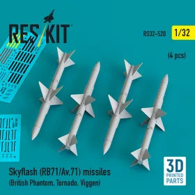   ResKit Models 1:32 Skyflash (RB71/Av.71) missiles (4 pcs) (British Phantom, Tornado, Viggen) (3D Printed)